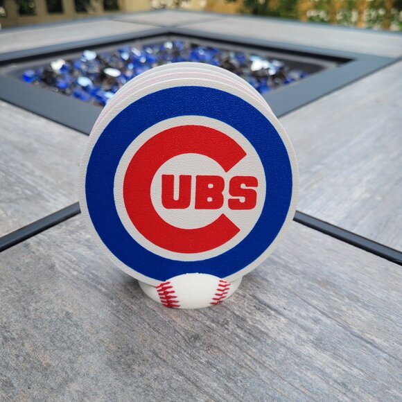 Chicago Cubs Coaster Set - 3D Printed - (Set of 4) - Picture 1 of 3